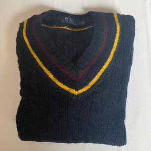 Ralph Lauren Navy V-Neck Sweater. Size M